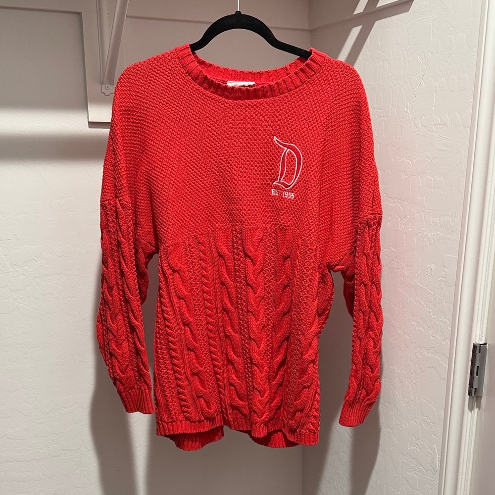 Disneyland resort red cable knit spirit jersey sweater